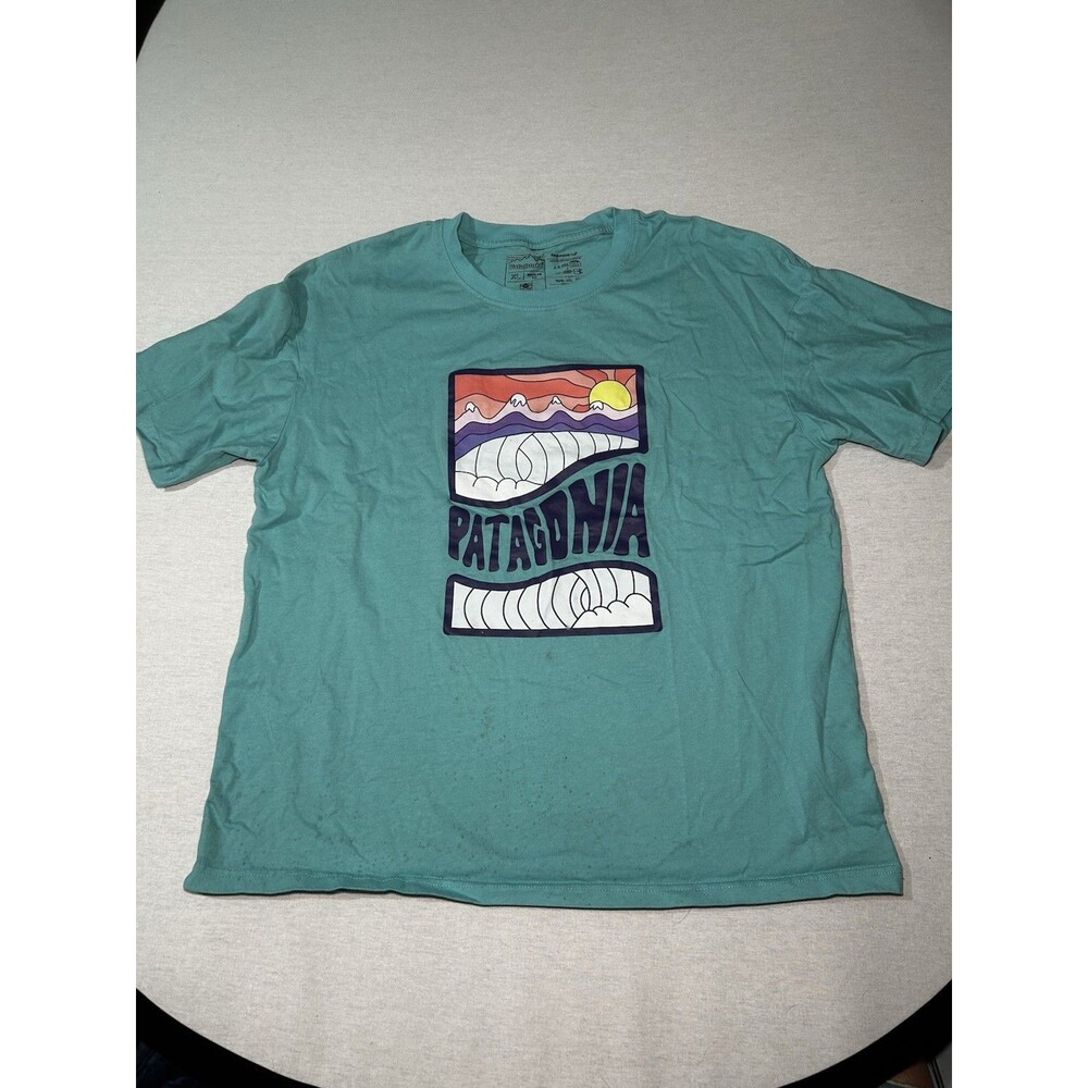 Patagonia Cosmic Peaks t-shirt, XL, stains, groovy, boho, hiking, outdoors